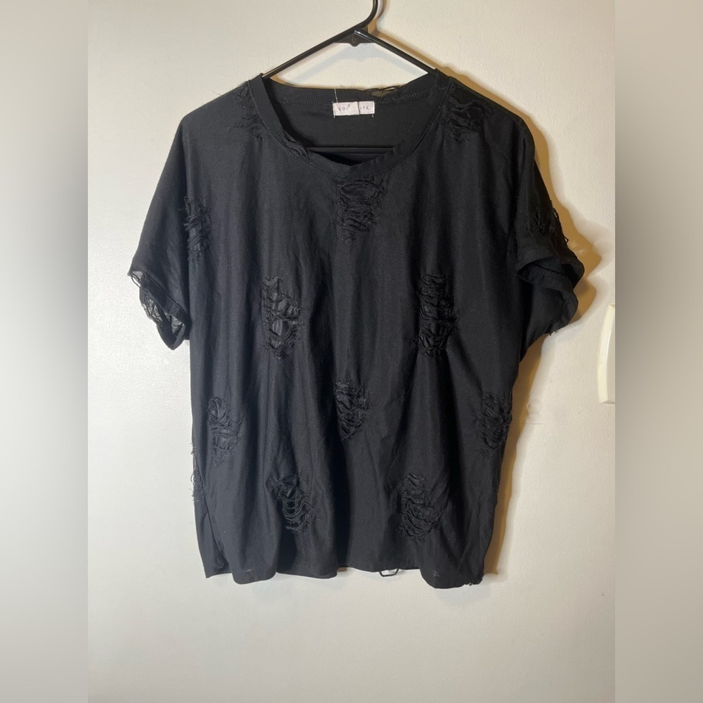 Black Distressed Socialite Tee